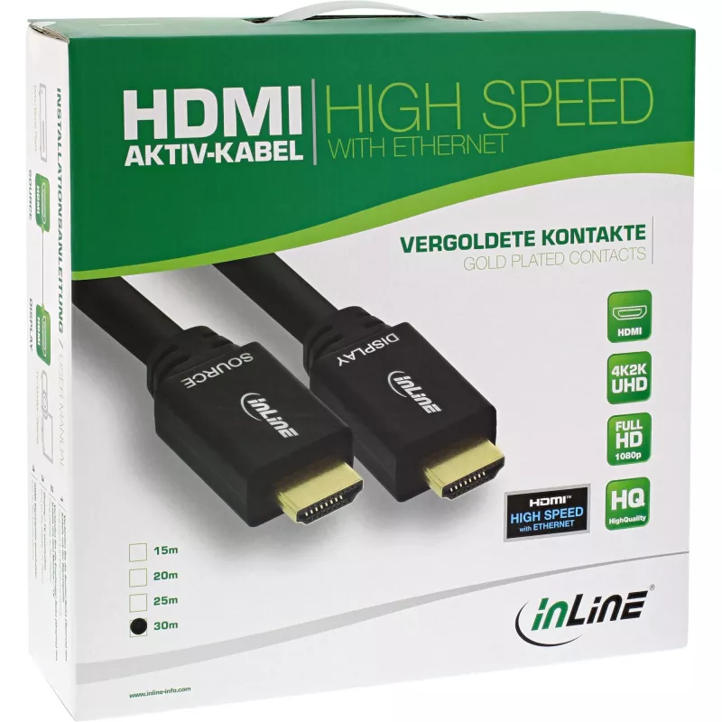 InLine High Speed HDMI kaabel w/Eth., aktiivne, M/M, must, kullatud kontaktid, 40 m