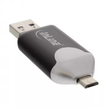InLine USB3.0 kahe kaardilugeja, USB A ja Micro-USB 2.0 SDXC ja microSDXC jaoks