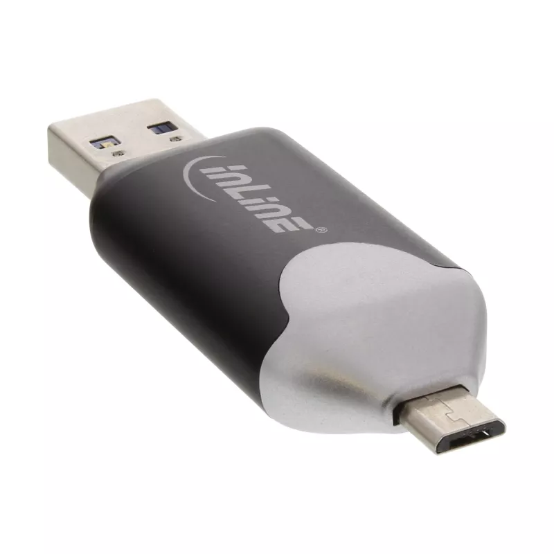 InLine USB3.0 kahe kaardilugeja, USB A ja Micro-USB 2.0 SDXC ja microSDXC jaoks