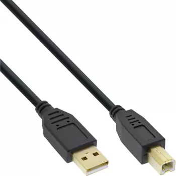 InLine USB 2.0 kaabel Type A-pistik / Type B-pesa must, kullatud kontaktidega, 0,5 m