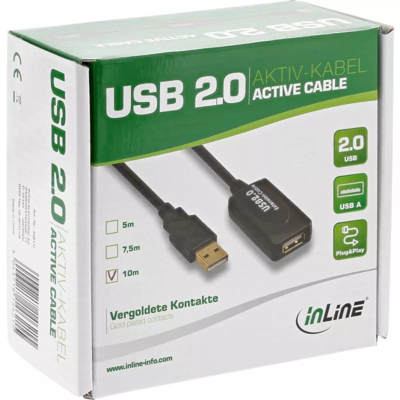 InLine USB 2.0 aktiivne signaalikorduskaabel tüüp A-pistik / A-pesa, 5m