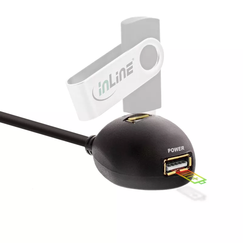 InLine USB 3.2 Gen.1 kaabel USB tüüp A M / A F + toide, alusega, must, 1m