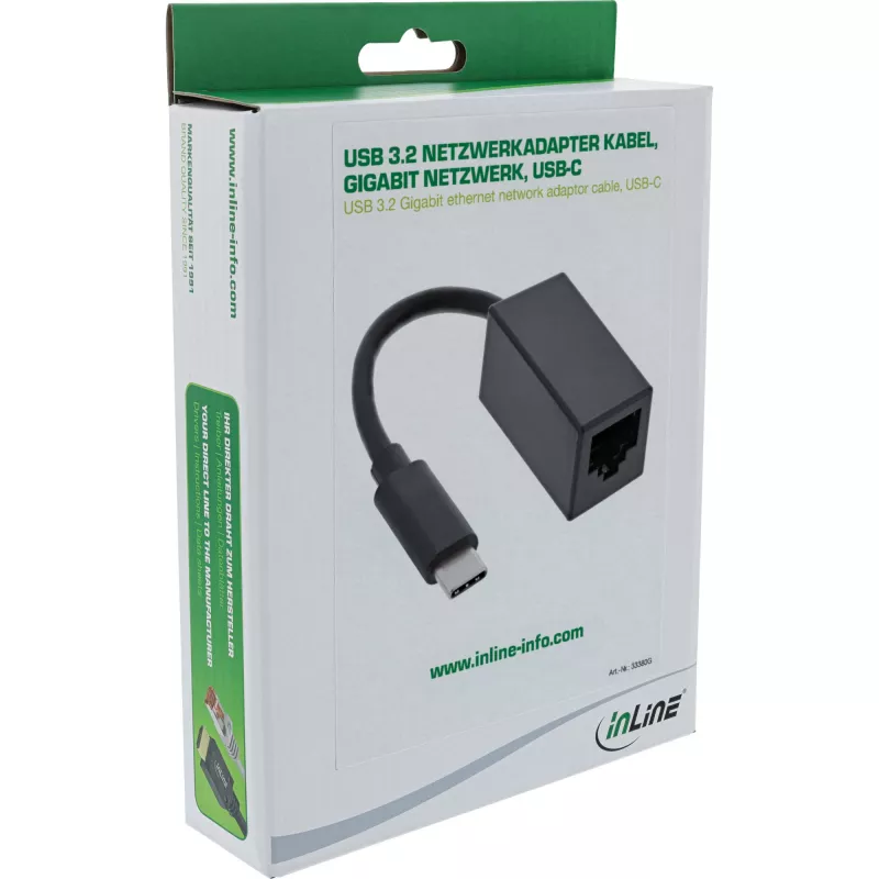 InLine USB 3.2 Gigabitine Etherneti võrguadapteri kaabel, USB-C