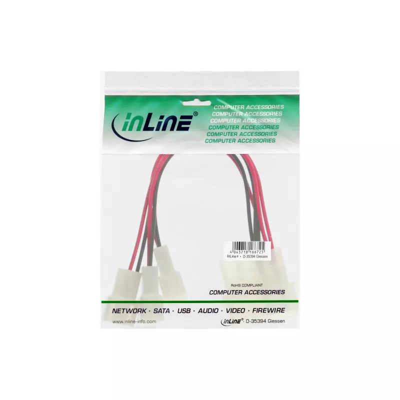 InLine arvuti ventilaatori adapterkaabel 12 V / 5 V kuni 3 ventilaatorile 33005A