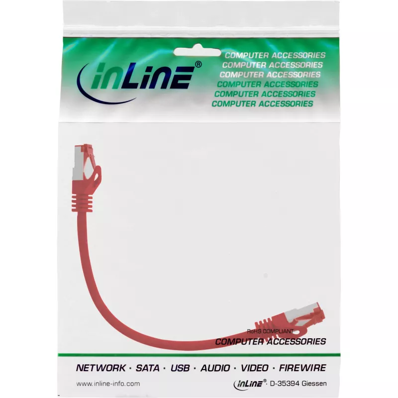 InLine paranduskaabel S/FTP PiMF Cat.6 250MHz PVC vask punane 0.25m