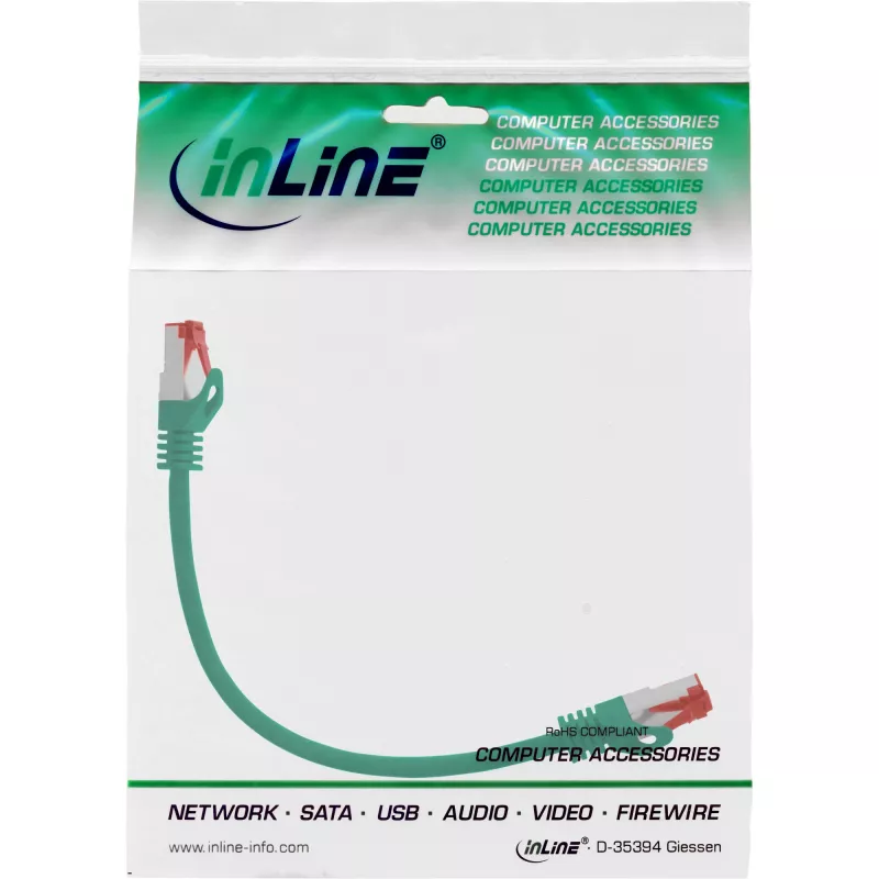 InLine patch-kaabel S/FTP PiMF Cat.6 250MHz PVC vask roheline 0,25 m