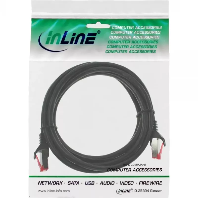 InLine patch-kaabel S/FTP PiMF Cat.6 250MHz PVC vask must 0.3m