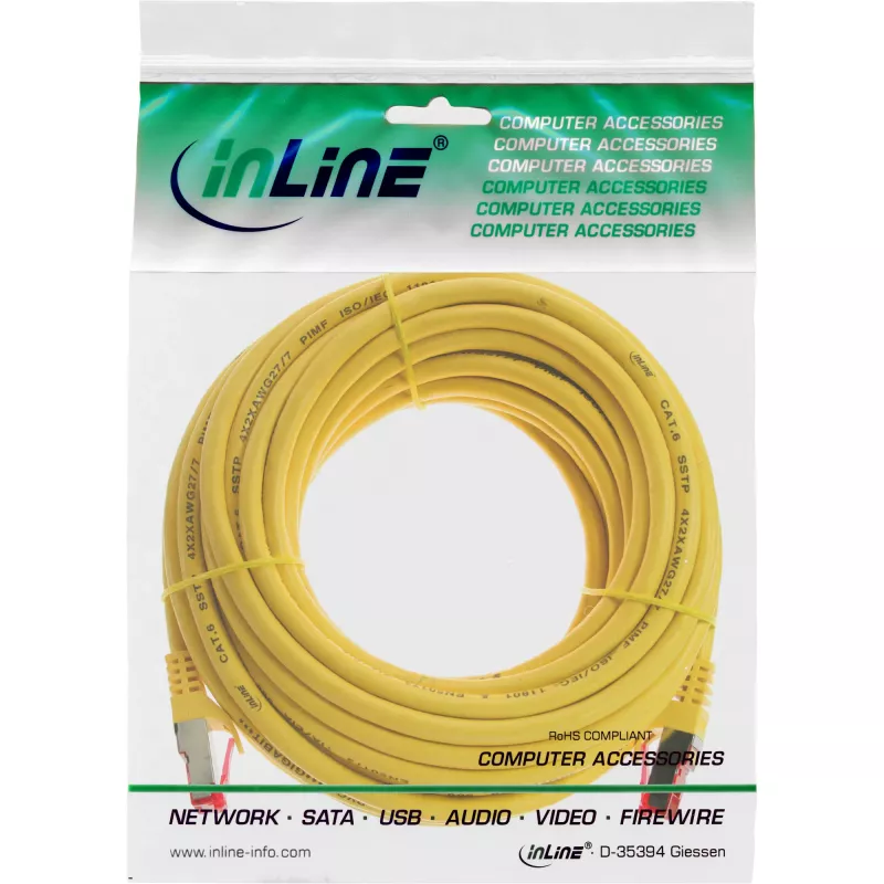 InLine patch-kaabel S/FTP PiMF Cat.6 250MHz PVC vask kollane 7.5m