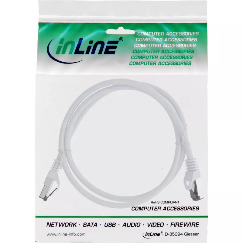 InLine patch-kaabel, S/FTP (PiMf), Cat.8.1, 2000 MHz, halogeenivaba, valge, 2 m