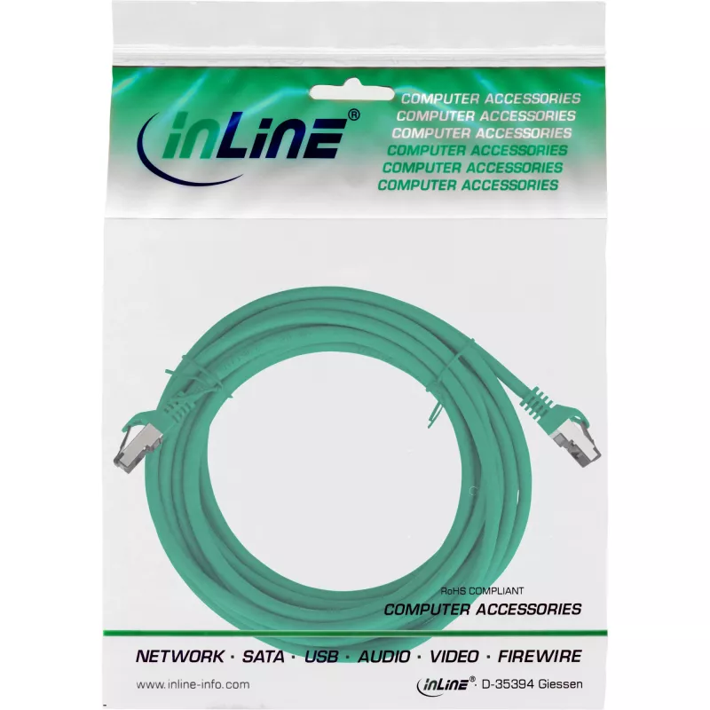 InLine patch-kaabel, S/FTP (PiMf), Cat.8.1, 2000MHz, halogeenivaba, roheline, 7,5m