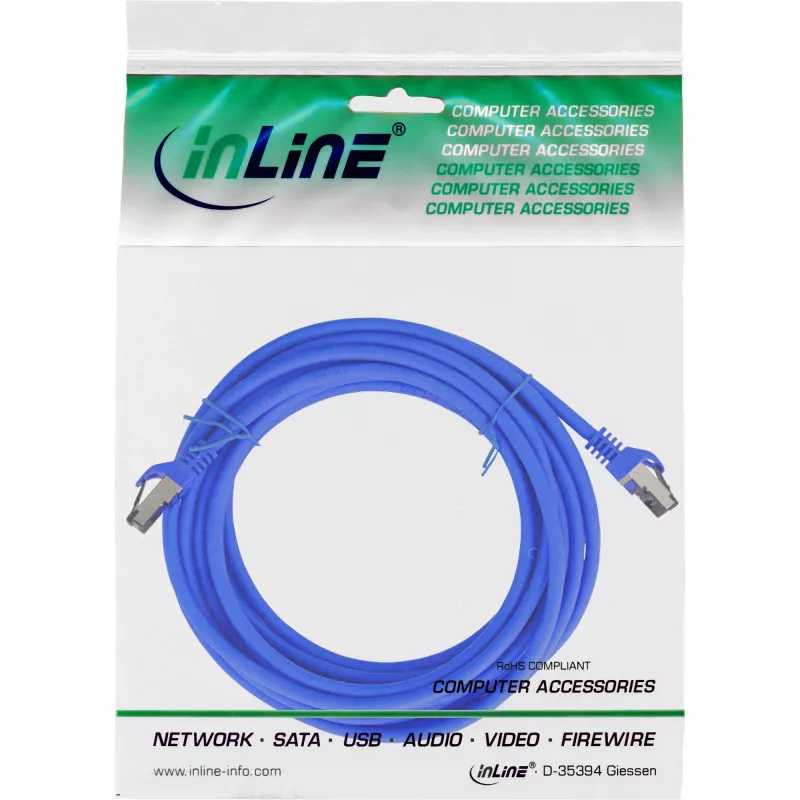InLine patch-kaabel S/FTP PiMF Cat.8.1 halogeenivaba 2000MHz sinine, 7,5m