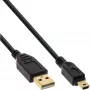 InLine USB 2.0 minikaabel, tüüp A-pistik / mini-B-pistik (5 kontakti), must/kuldne, 5m