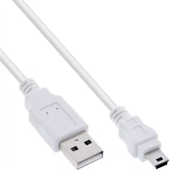 InLine USB 2.0 minikaabel, A-tüüpi isane / mini-B-pistik (5 kontakti), valge, 1 m