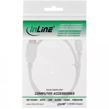 InLine USB 2.0 minikaabel, A-tüüpi isane / mini-B-pistik (5 kontakti), valge, 1 m