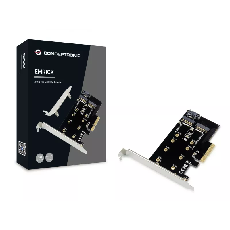 Conceptronic EMRICK 2-in-1 M.2 SSD PCIe adapter SATA AHCI NVMe