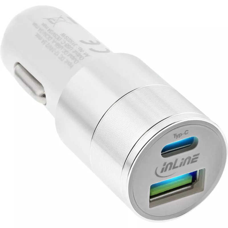 InLine USB autolaadur toiteadapter Quick Charge 3.0, valge