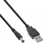 InLine adapterkaabel, USB A-pistik pistik - DC 5.5x2.10mm pistik, must, 1m