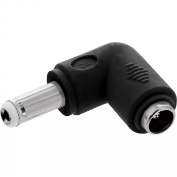 DC adapter InLine 5.5×2.5 mm nurkpistik isane–emane, 5 V sisend, siseruumides, must