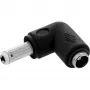 DC adapter InLine 5.5×2.5 mm nurkpistik isane–emane, 5 V sisend, siseruumides, must