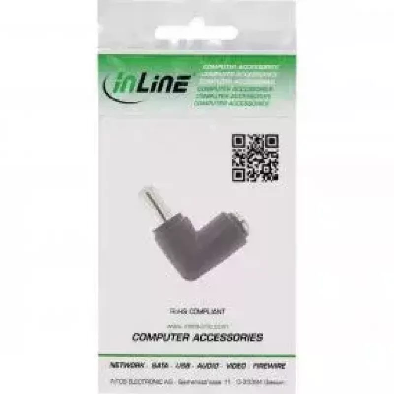 InLine DC-adapter 5,5x2,1 mm isane/emane nurgeline pistik universaalne must