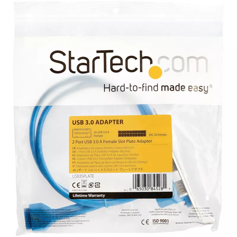 StarTech.com 2 pordiga USB 3.0 A emane pesaplaadi adapter, IDC, USB 3.2 Gen 1 (3.1 Gen 1), sinine, roostevaba teras, 0,5 m, CE, REACH, 500 mm