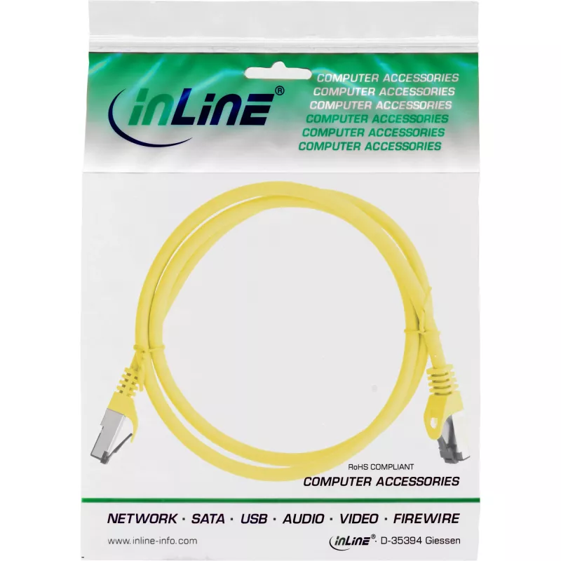 InLine patch-kaabel, S/FTP (PiMf), Cat.8.1, 2000 MHz, halogeenivaba, kollane, 2 m