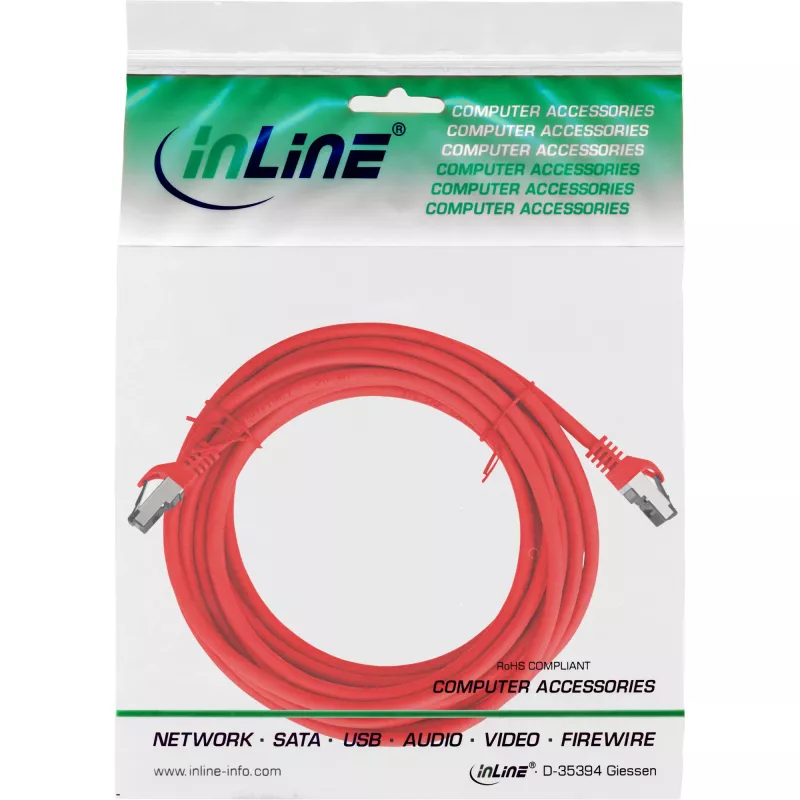 InLine patch-kaabel, S/FTP (PiMf), Cat.8.1, 2000 MHz, halogeenivaba, punane, 15 m