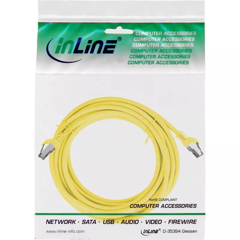 InLine ühenduskaabel, S/FTP (PiMf), Cat.8.1, 2000MHz, halogeenivaba, kollane, 7,5m