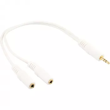 InLine Stereo Y-kaabel 3,5 mm stereopistik kahele 3,5 mm stereopesale valge/kuldne, 0,1 m