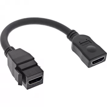 InLine HDMI Keystone adapterkaabel 4K/60Hz, HDMI A-pesa/emane, must, 0,2 m