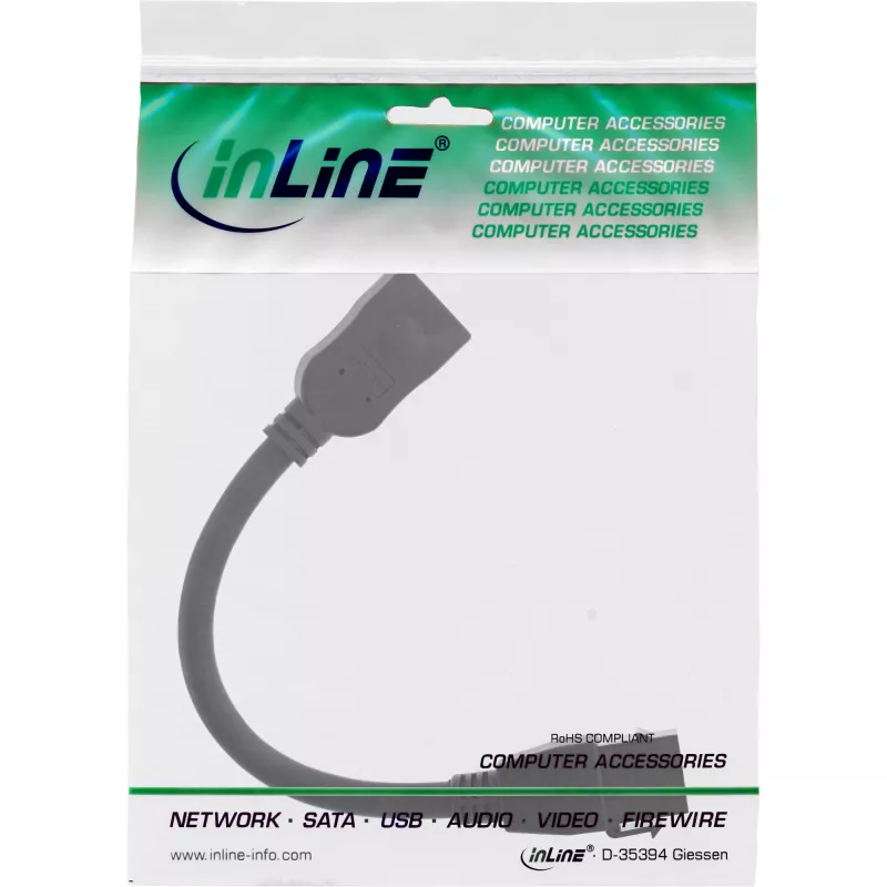 InLine HDMI Keystone adapterkaabel 4K/60Hz, HDMI A-pesa/emane, must, 0,2 m