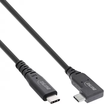 InLine USB4 kaabel, USB-C, ühepoolne nurk, PD 240W, 8K60Hz, TPE, must, 2m