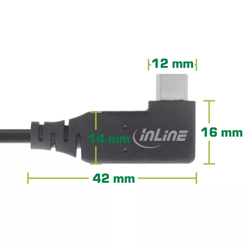 InLine USB4 kaabel, USB-C, ühepoolne nurk, PD 240W, 8K60Hz, TPE, must, 2m