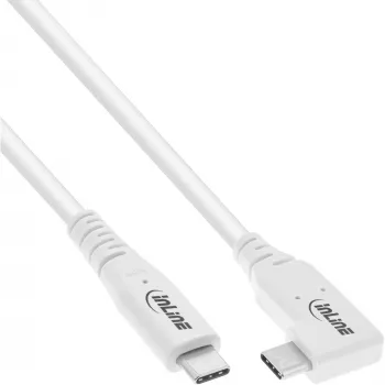 InLine USB4 kaabel, USB-C, üks külg nurgaga, PD 240W, 8K60Hz, TPE, valge, 1,5 m