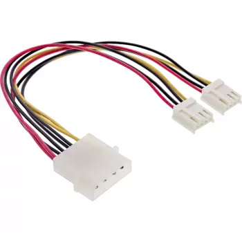 InLine sisemine toite Y-kaabel 1x 5,25-tolline Molex / 2x 3,5-tollist flopi 0,20 m