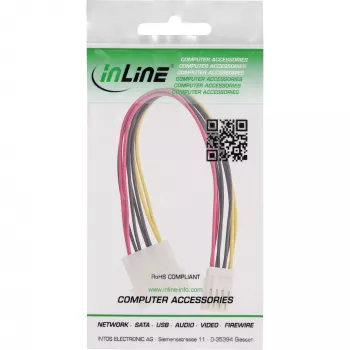 InLine sisemine toite Y-kaabel 1x 5,25-tolline Molex / 2x 3,5-tollist flopi 0,20 m