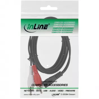 Helikaabel 2x RCA isane / 3,5 mm stereoisane 10 m InLine 89936