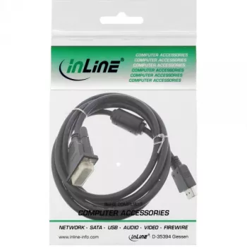 InLine HDMI-DVI kaabel 19 kontakti isane / 18+1 isane + ferriitsüdamik must 1,8 m