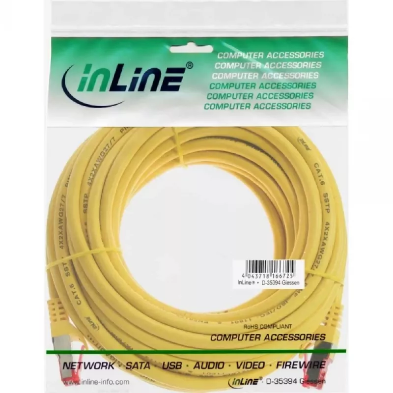 InLine patch-kaabel S/FTP PiMF Cat.6 250MHz PVC CCA kollane 5m