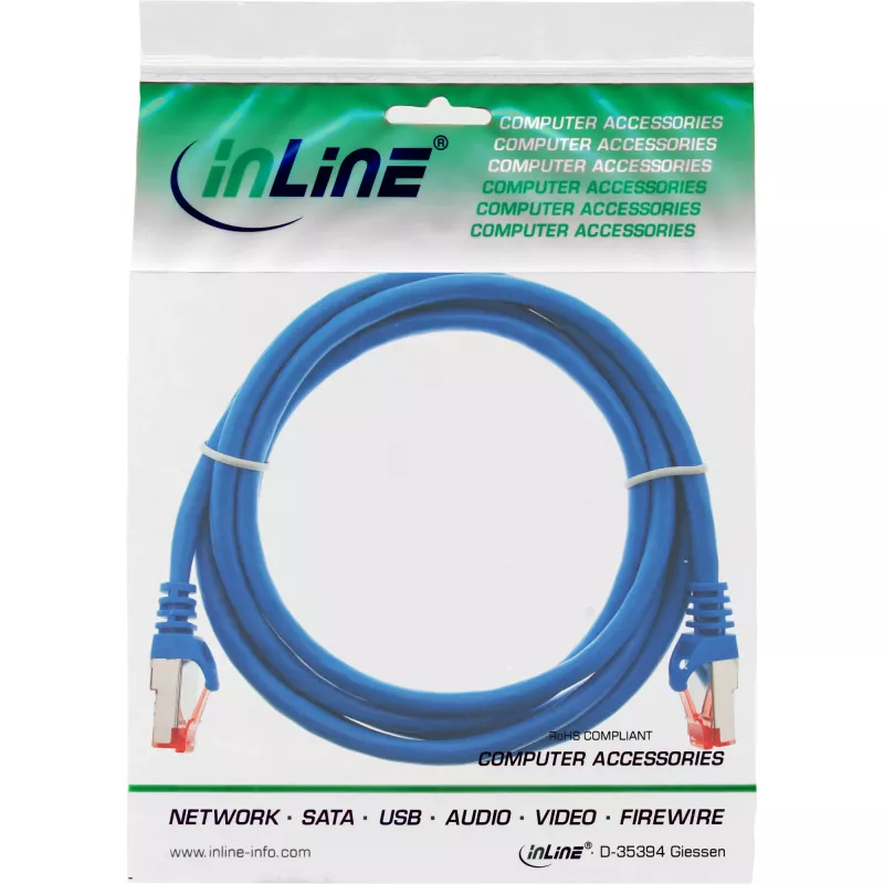 InLine patch-kaabel S/FTP PiMF Cat.6 250MHz PVC CCA sinine 0.5m