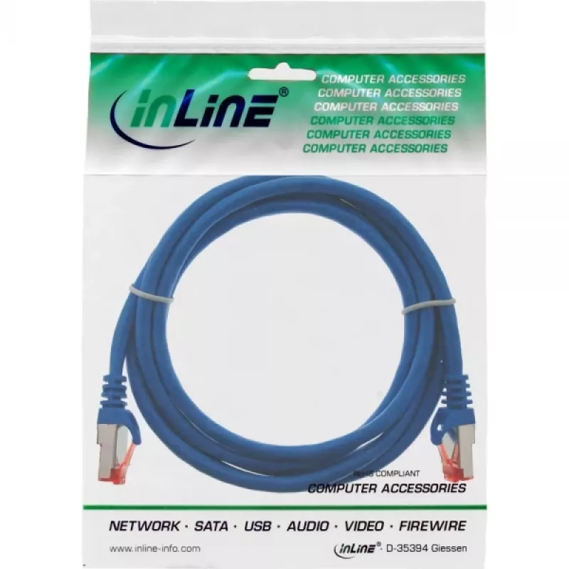 InLine patch-kaabel S/FTP PiMF Cat.6 250MHz PVC CCA sinine 1m