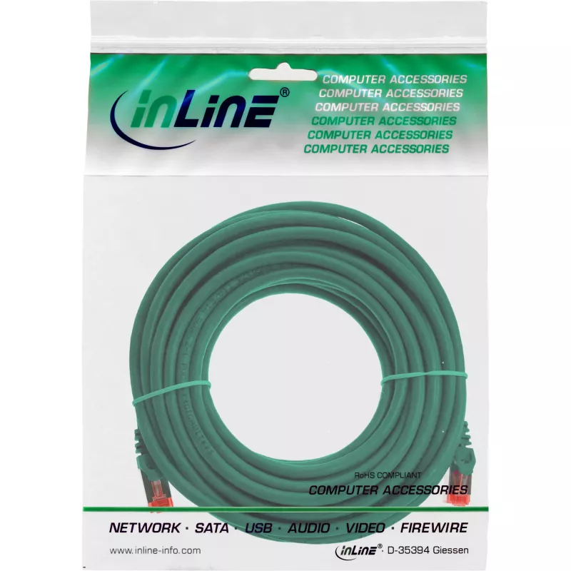 InLine paigalduskaabel S/FTP PiMF Cat.6 250MHz PVC CCA roheline 7,5m