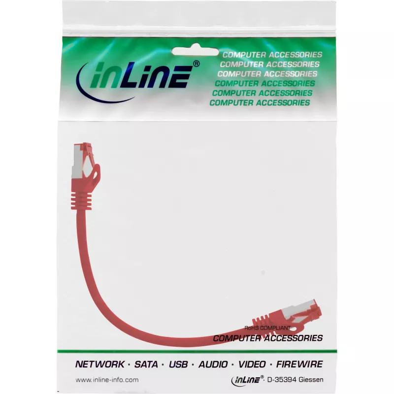 InLine patch-kaabel S/FTP PiMF Cat.6 250MHz PVC CCA punane 0,25m
