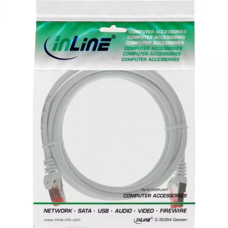 InLine patch-kaabel S/FTP PiMF Cat.6 250MHz PVC CCA valge 1m