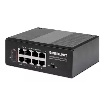 Tööstuslik kommutaator Intellinet 8 pordiga Gigabit Ethernet PoE+