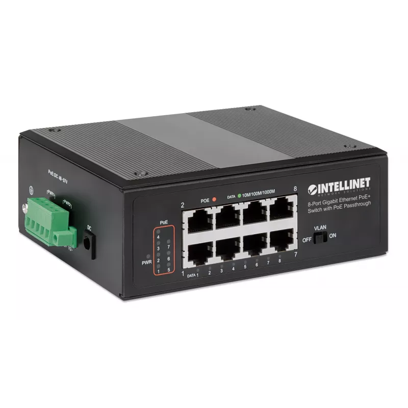 Tööstuslik kommutaator Intellinet 8 pordiga Gigabit Ethernet PoE+