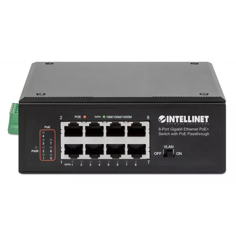 Tööstuslik kommutaator Intellinet 8 pordiga Gigabit Ethernet PoE+