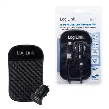 Mobiilseadme laadija LogiLink PA0204 Universal Must Sigaretisüütaja Toas 12/24V 2.1A