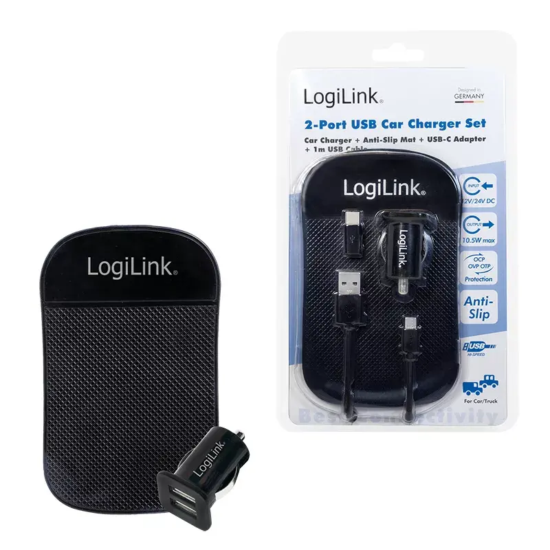 Mobiilseadme laadija LogiLink PA0204 Universal Must Sigaretisüütaja Toas 12/24V 2.1A