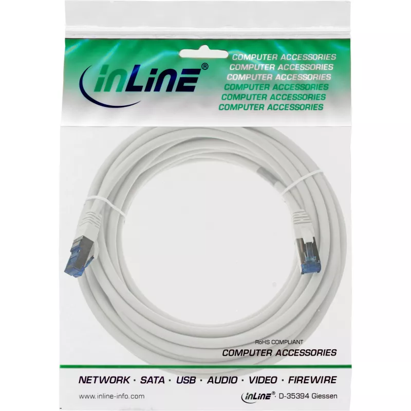 InLine patch-kaabel S/FTP PiMF Cat.6A halogeenivaba 500MHz valge 7,5m